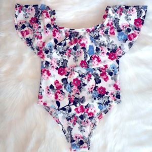 Kids Youth Girls Boutique Floral Print One Piece Bodysuit